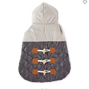 NWT DOG Quilted Hooded Jacket in Gray & Cream with Tan Accents Size Medium